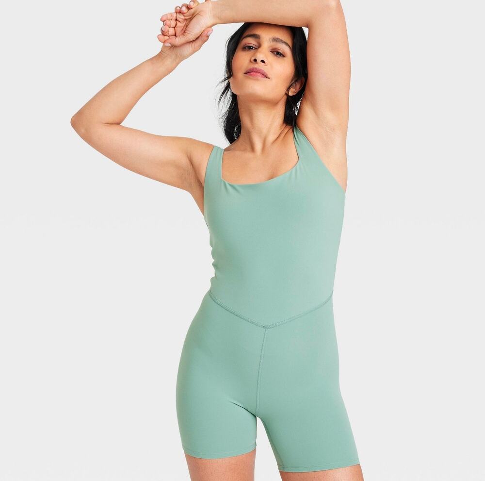 All In Motion Everyday Sage Green Soft Short Active Bodysuit